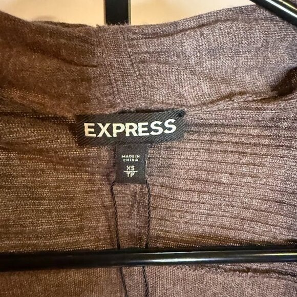 Express Brown Cashmere Blend Open Cardigan - Picture 3 of 6